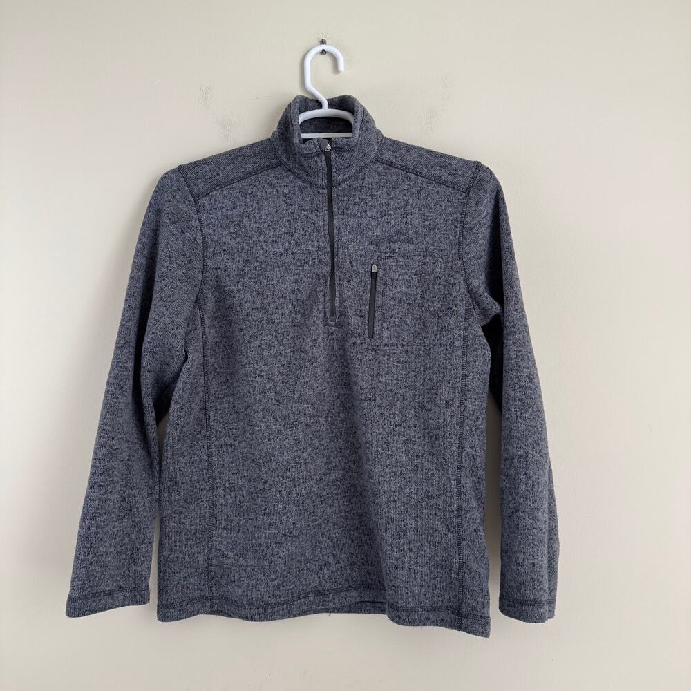 Eddie Bauer Fleece Men's M Gray 1/4 Zip Pullover Mock Neck Long Sleeve Outdoor